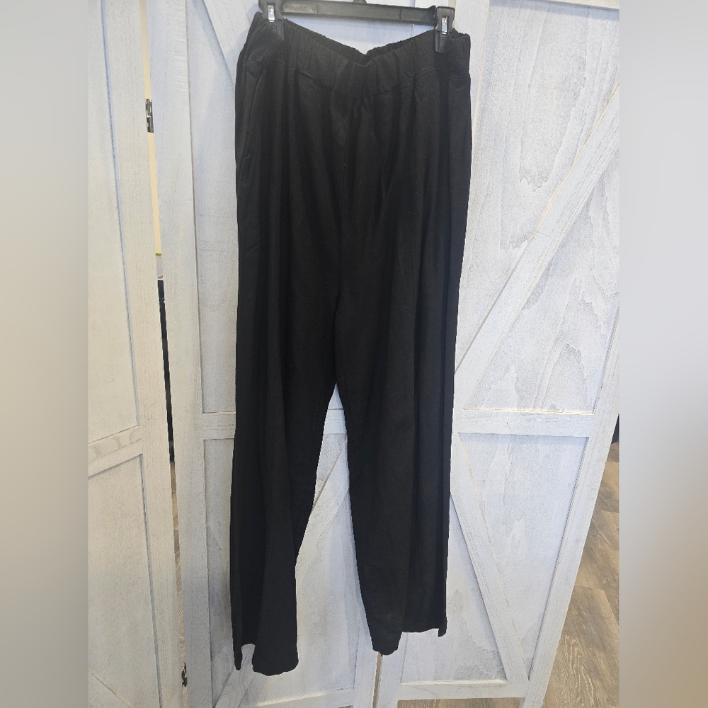 Zenana Linen Wide Leg Pants Black